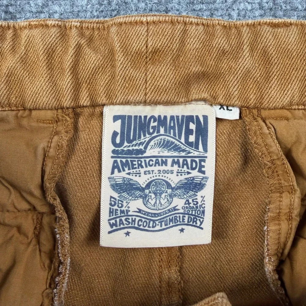 Jungmaven Pants Mens XL Brown Hemp Cotton Drawstring Frayed Hem Sustainable USA